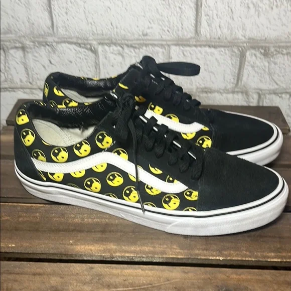 Vans Old Skool Daze Later Sappy Face Black and Yellow Ying Yang Sneakers - Picture 3 of 12